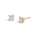 14k Solid Yellow Gold Round Solitaire Cubic Zirconia Push Back Stud Earrings