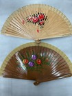 Set Of 2 Wood Spanish Flamenco Vintage Wooden Folding Hand Fan Both Side Painted