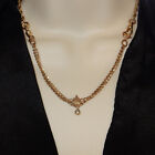 Antique Victorian Gold Filled 19  Watch Chain Slide Necklace Bloodstone Fob 20g