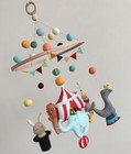 Handmade Felt Baby Mobile   circus Theme Elephant lion rabbit music Box Is A Gift