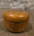 Antique Treen Covered Turned Wooden Box Round Tobacco Medicine Trinkets 1800s 