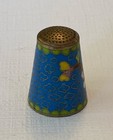 Vtg Cloisonn   Sewing Thimble Enamel Floral Design 