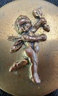 Vintage Brass Cherub Cupid Pill Box Or Trinket Compact