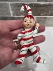 Vintage Geo Z Lefton Christmas Candy Cane Elves Pixies Set Of 3 Signed Repaired