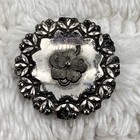 Vintage Antique Shank Metal Buttons Victorian Floral Gunmetal 3 Piece