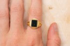 Vintage Bloodstone Signet Ring     Rectangular Gemstone Gold Plated Men s Ring