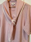 Cece Petite  Tie Neck  Tipped Scarf  Preppy  Short Sleeve Sweater  Coquette