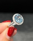 4 50 Ct Ovalcut Natural Aquamarine Diamond Engagement Ring 14k White Gold Size 7