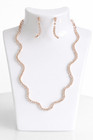 Elegant Rhinestone Necklace   Earrings Jewelry Set     Silver Or Rose Gold     Wavy