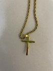 Real Solid Cross Pendant18k Gold Plated Sterling Silver Jesus Christ Necklace