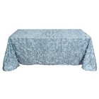 Dusty Blue 90 x156  Taffeta Rectangular Tableclothd 3d Leaves Design Party Event