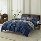 100  Pure Linen Duvet Cover Set King Size104x90inch King 104  X 90   Navy Blue
