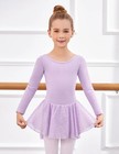 Girls Long Sleeve Bow Back Skirted Ballet Leotard  6-7 Years  Light Purple 