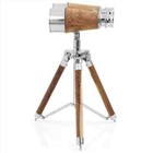 Nautical Antique Marine Brass Binocular Telescope On Wooden Tripod Stand Gift