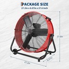 24  Industrial Drum Fan 3 Speed Rolling Floor Fan Air Circulator 4800-8800 Cfm