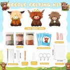  Needle Felting Kit - 3 Set Unique Different Cute Doll Wool Felt Highland Cow