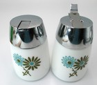Starline 1959 Sugar   Creamer Set W  Salt   Pepper Blue Daisy Pattern Mcm Vtg
