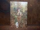 Antique Hunting Dog  postcard  -  english irish Setter Dog -  figurine  1900 s