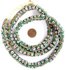 Ghana African Matched Fancy Kelly Green Red Eye Recycled Glass Trade Beads