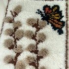 Vintage Butterfly Latch Hook Rug 1970 s Wall Hanging Yarn Art Hippie Hobo