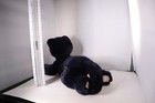 1992 Dakin Black And White Cat Plush Pink Nose 13  Vintage Kitty Stuffed Animal