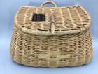 Woven Wicker Fisherman s Creel Basket Fly Fishing Foraging Display Brown Antique