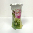 Antique R s  Germany Porcelain Hat Pin Holder With 3 Vintage Hatpins Pink Rose