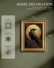Vintage Gold Framed Raven Wall Art 8x10 Inch Gothic Crow Illustration With Full