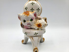 Vintage 1950 s Porcelain Sugar Glazed Cat Kitten On Chair Figurine Japan 4 