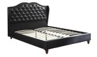 Queen Size Bed 1pc Bed Set Black Faux Leather Upholstered Wingback Design Bed