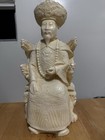Vintage Ancient Chinese Emperor Statue Ivory Colored Carved Resin Art Figure