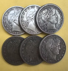 Bulk Lot Of 6 1893-1915-s Barber Half Dollar 50c High Grade A    