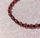 Red   Black Glass Beaded Stretch Anklet Ankle Bracelet Handmade 9 5 