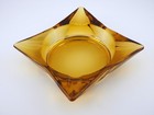 Vintage Amber Glass Square Ashtray 4 5 8  B