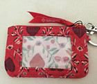 Vera Bradley    imperial Hearts Red    Zip Id Case   Lanyard Set   Nwt