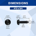  12 X 3 4  Black Torx Pan Head Sheet Metal Screws 50 Pack  304 Stainless Steel 1