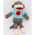 Dan Dee Sock Monkey Plush Brown White Knit Blue Apple Sweater Kv821582-d 10  Tag