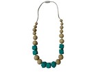 Silicone Chewable Teether Necklace For Moms   Babies  Turquoise tan  27 5  Long