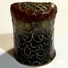 Cloisonne Enamel Inlay Brass Owl Thimble Green Blue Red Gold Bird Vtg Sewing