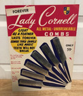 Lot Of 2  Rare Vintage Lady Cornell Forever Comb Store Display Metal Combs Nos