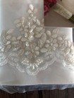 His   Hers Fabric Bridal Bouquet Wrap Embroidered Flowers Faux Pearls Wedding