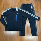 Adidas Men Crew Neck Sweatshirt Tricot Pants Black 2pc Set Size M Tracksuit New