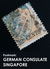 Malaya Straits Settlements 32c India Qv 2a German Consulate Singapore Pmk M2823