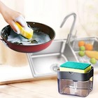 Manual Press Kitchen Soap Dispenser Sponge Holder Dish Soap Pump Tool Gray