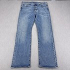 Levis 501 Jeans Mens 36x32 Original Fit Blue Straight Button Fly Whisker Faded