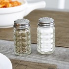 Set Of 2 Retro Style Glass Salt And Pepper Shakers 1 5 Oz With Stainless Tops