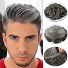 Grey Toupee Hair Replacement System For Men V-loop Thin Skin Human Hairpiece