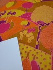 Rare Vintage Mid Century Retro 70s 60s Psychedelic Neon Yel Trees Fabric  Look 
