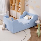 Naizea Toddler Bed-upholstered Toddler Bed Frame Withsafety Guardrails baby Blue