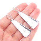 925 Sterling Silver 2-tone Vintage Modernist Granulated Oxidized Dangle Earrings